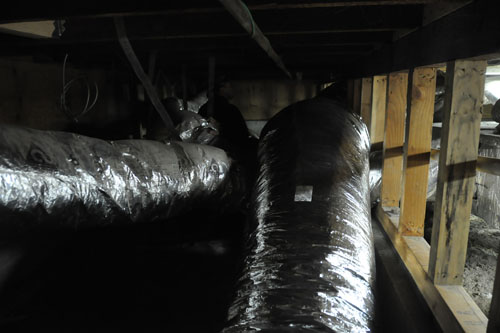 Crazy fun in a dark basement full of ductwork