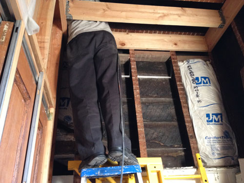 Installing insulation from above