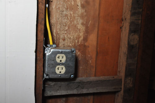 The outlet wired in place