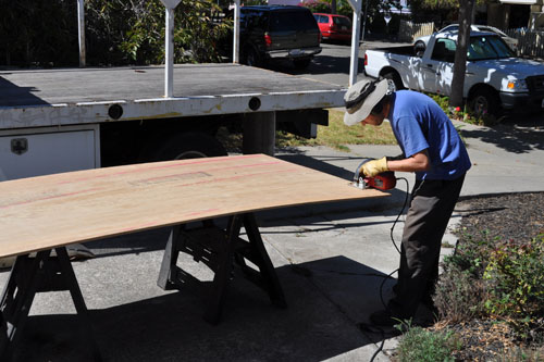 Cutting plywood into strips