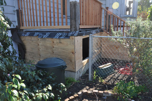 Plywood on the porch