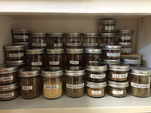 The spices do not all fit in the cupboard