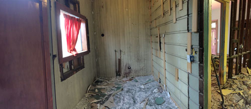 The laundry room used to be more old-timey with that wood paneling