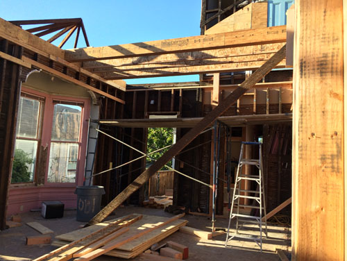 Looking from the back entrance to the kitchen