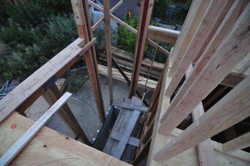 Stairwell with two steel columns