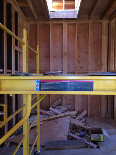 Back bathroom with skylight shaft