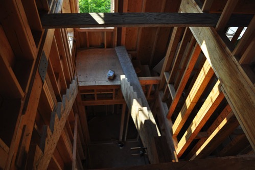 Looking down from the second floor