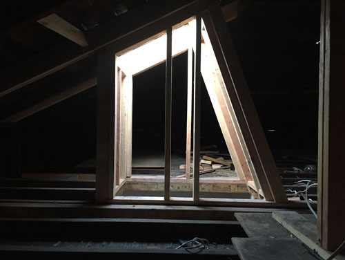 Skylight shaft in the attic