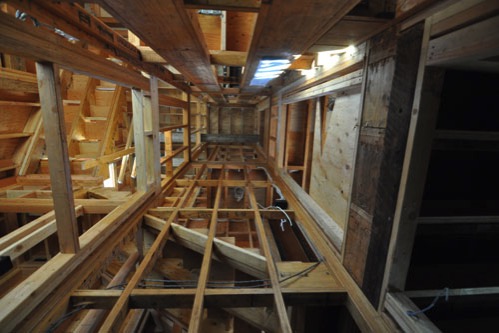 Looking up the elevator shaft