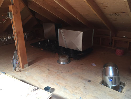 Attic installation for air handling unit