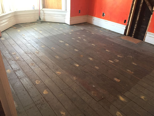 Floor removed in the front bedroom