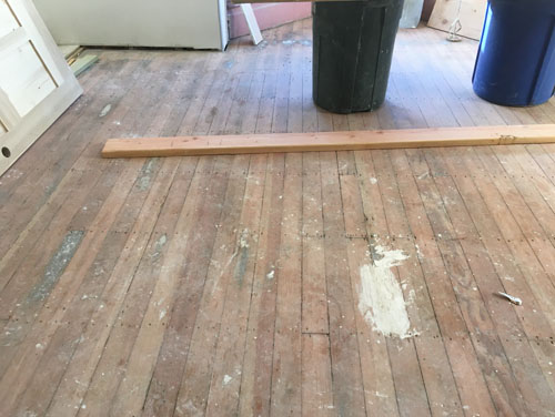 Kitchen floor sanded