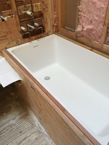 The tub in place