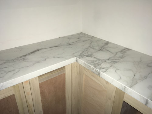 Closeup of library marble counters