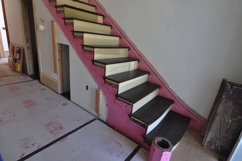 Stair being reconstructed