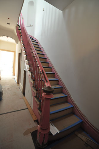 Front stairs with handrail