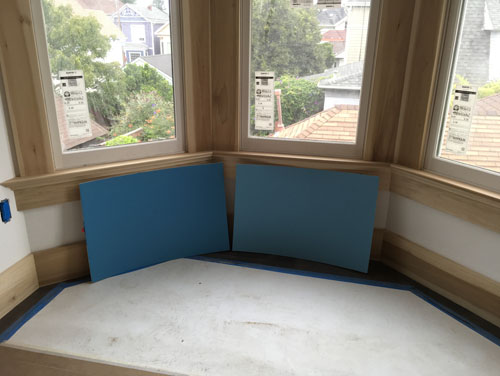 Blue for the bay window bedroom