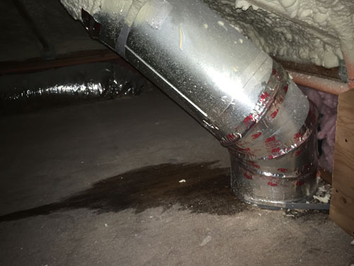 Water leaking in the attic